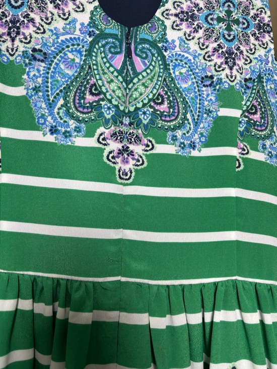 Eliza J Sleeveless Green & Blue Paisley Stripe Lined Sundress Women’s 12 - Picture 5 of 5